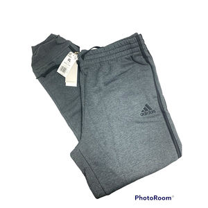 Adidas Men's Essentials Fleece Tapered jogging sweat pants XL Grey Black stripe
